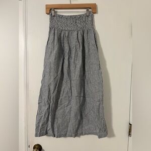 TAHARI 100% linen Striped Maxi Skirt with pockets size M (V111)